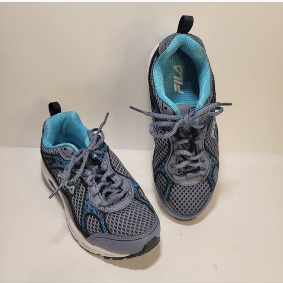 Fila Windshift Gray Scuba Blue Breathable Running Sneaker Women's Size 6 - Picture 7 of 8